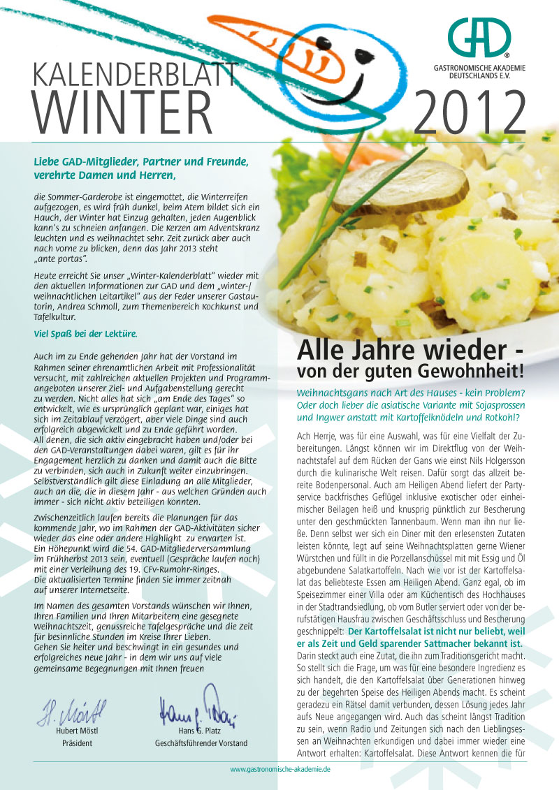 Kalenderblatt Winter 2012