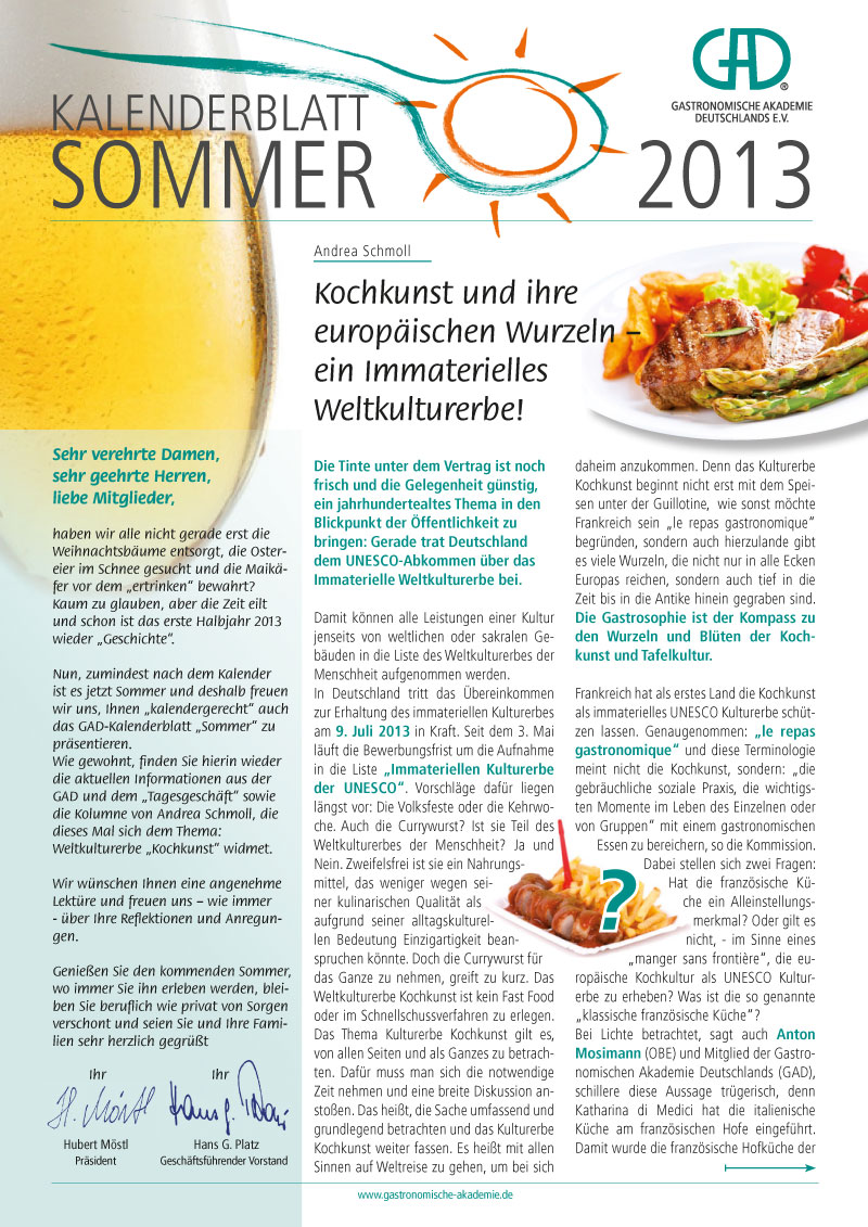 Kalenderblatt Sommer 2013